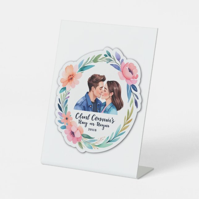 Signe De Table Floral Florom Romance Faire-part de mariage (Recto)
