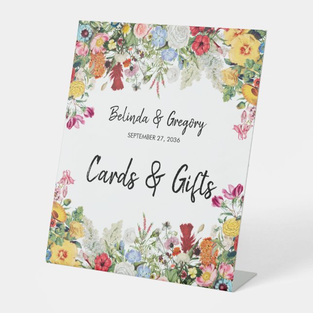 Signe De Table Floral Garden Flowers Mariage Cartes & Cadeaux (Recto)