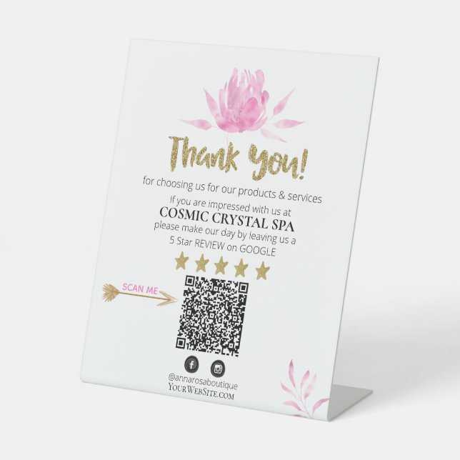 Signe De Table *~* FLORAL PINK Review Logo MERCI QR AP8 (Recto)