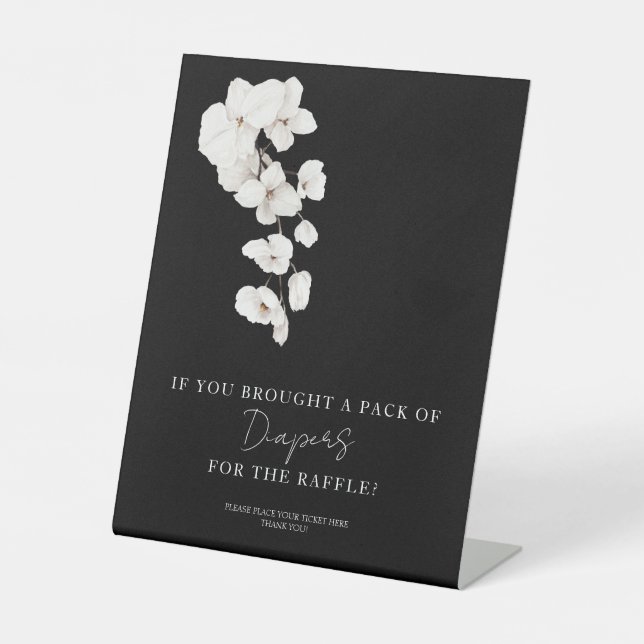 Signe De Table Flore Orchidées noires Baby shower Déchets Raffle (Recto)