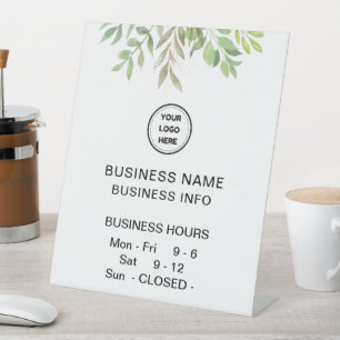 Signe De Table Folio Avec Logo Heures d'ouverture