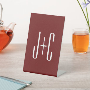 Signe De Table Fond rouge Bourgogne modifiable et texte blanc