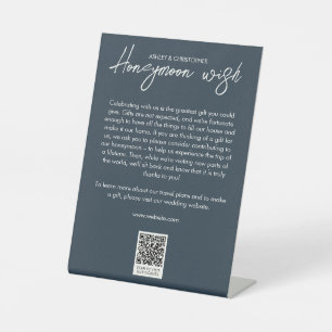 Signe De Table Fonds de lune de miel bleu de la marine florale