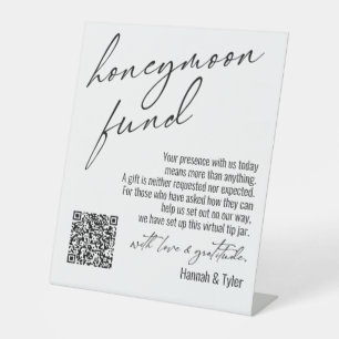 Signe De Table Fonds de lune de miel contemporain QR Code blanc