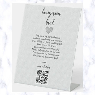 Signe De Table Fonds de lune de miel modifiable Code QR