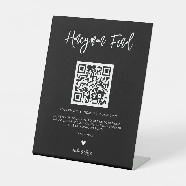 Signe De Table Fonds de lune de miel pour Mariage noir contempora (Recto)