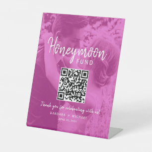 Signe De Table Fonds de Mariage QR Photo Rose pour Lune de Miel