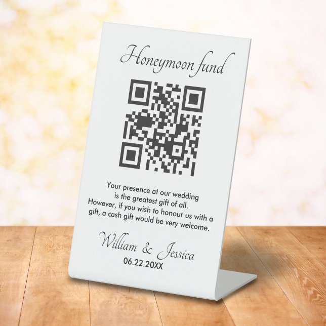 Signe De Table Fonds pour lune de miel avec code QR (Créateur téléchargé)