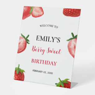 Signe De Table Fraise 1er anniversaire Berry Sweet Affiche de bie