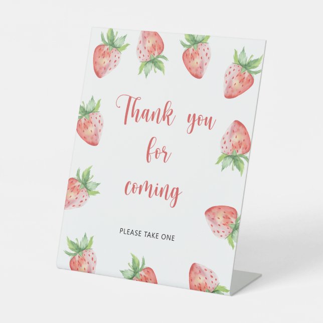 Signe De Table Fraise \ Merci pour venir (Recto)