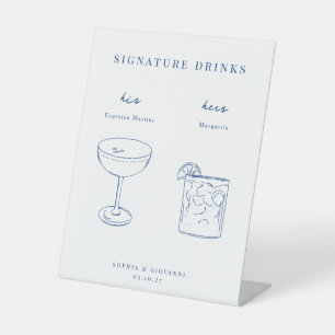 Signe De Table Français Blue Minimalist Mariage Signature Boisson