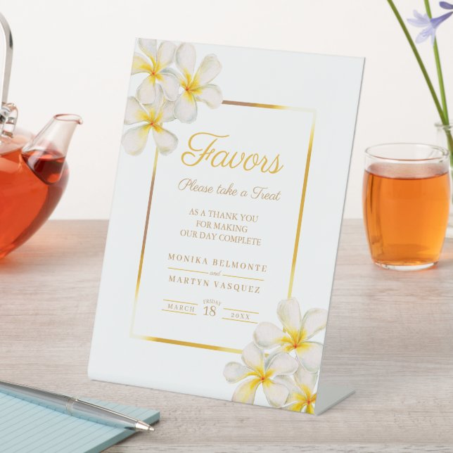 Signe De Table Frangipani frangipani blanc, mariage tropical fave (In SItu)