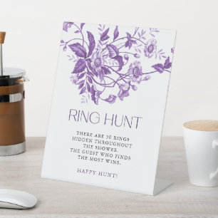 Signe De Table French Toile Floral Fête des mariées Ring Chasse