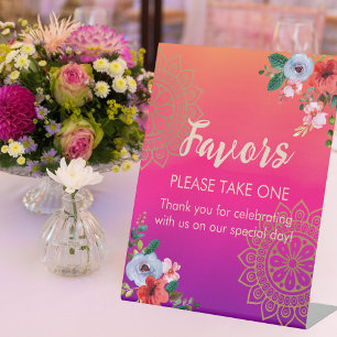 Signe De Table Fuchsia rose orange violet brillant et gras floral
