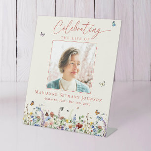 Signe De Table Funérailles commémoratives du fleur sauvage