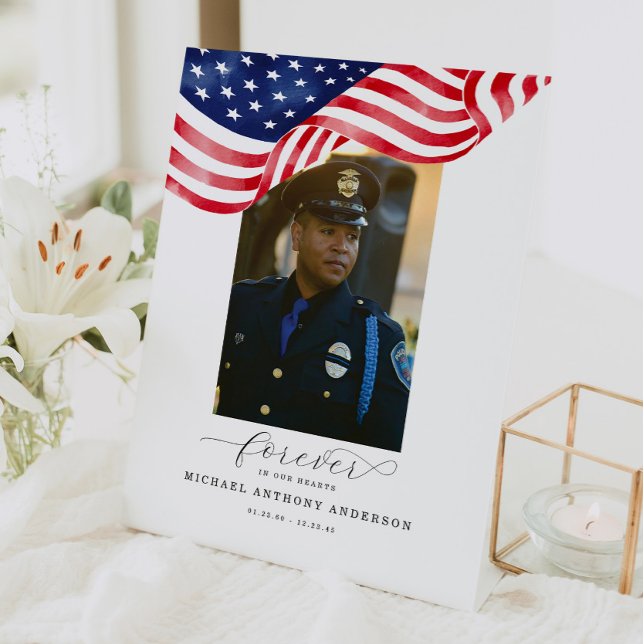Signe De Table Funérailles Du Drapeau Américain Pour Toujours Dan (Créateur téléchargé)