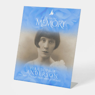 Signe De Table Funérailles en mémoire d'amour rose bleu