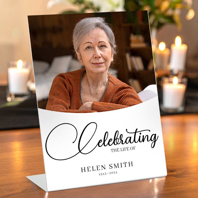 Signe De Table Funeral Poster Celebration of Life for Mom (Funeral Poster Celebration of Life for Mom Pedestal Sign, Memory Table Sign)