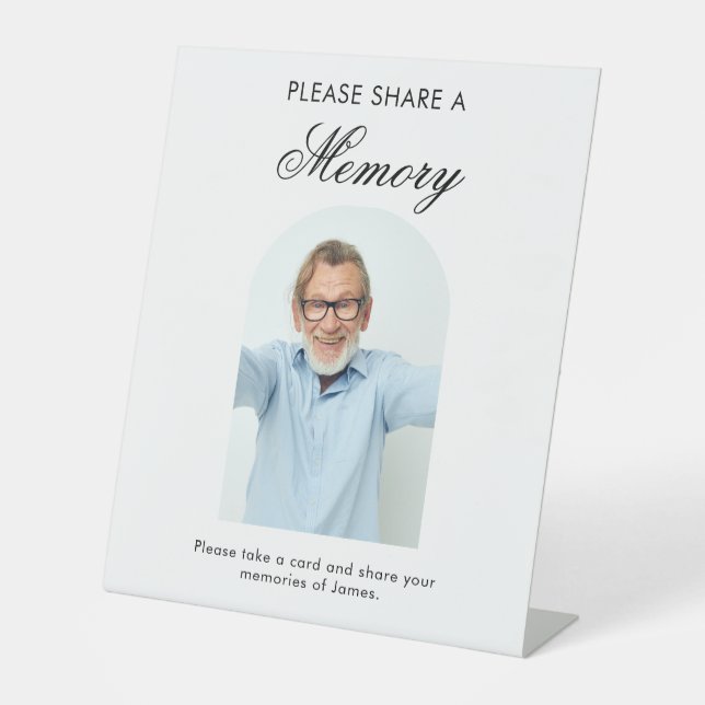 Signe De Table Funeral  Share a Memory Minimal Simple Photo Arch (Recto)