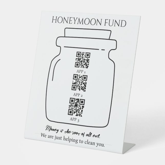 Signe De Table Funky honeymoon fund QR code digital tip jar (Recto)