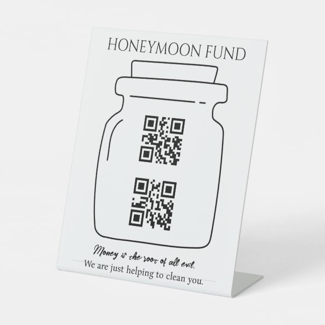 Signe De Table Funky honeymoon fund QR code digital tip jar (Recto)