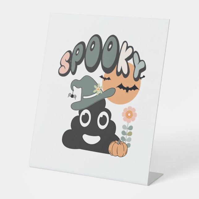 Signe De Table Funny Humour de salle de bain mignon Rétro Hallowe (Recto)