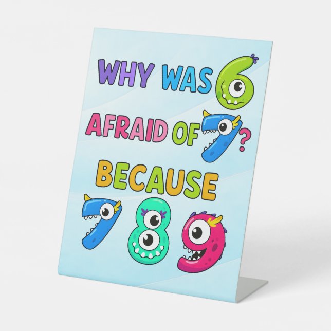 Signe De Table Funny Math Poster for Kids | 7 8 9 Joke (Recto)