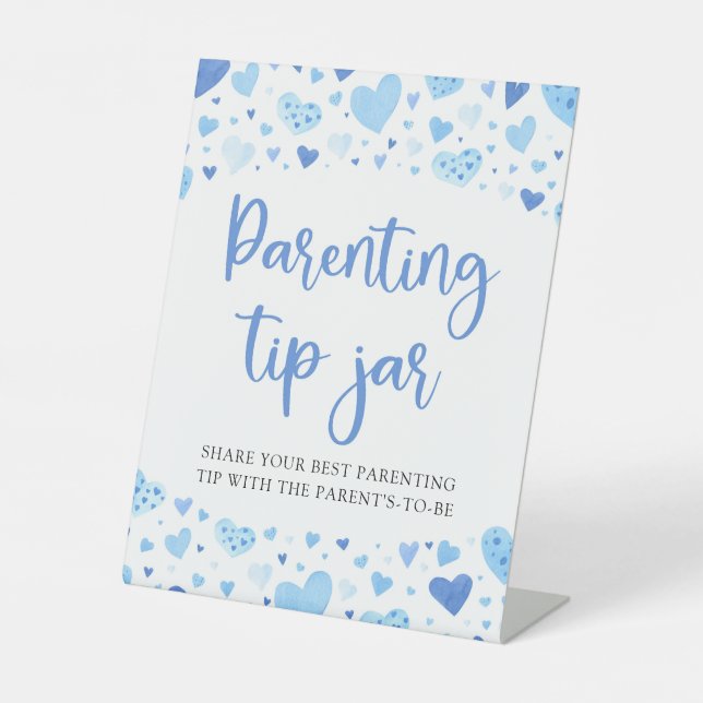 Signe De Table Garçon Coeurs Bleus Valentine Parenting Astuce Jar (Recto)