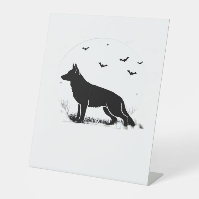 Signe De Table German Shepherd Dog � Halloween Moon Silhouette Cl (Recto)
