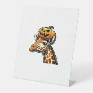 Signe De Table Girafe avec Casquette Citrouille Halloween Design