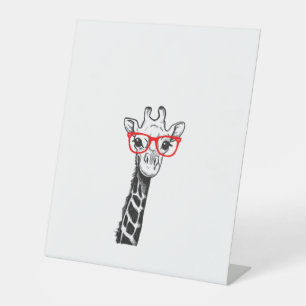 Signe De Table Girafe femme avec lunettes cadeau pour Zoo Animal