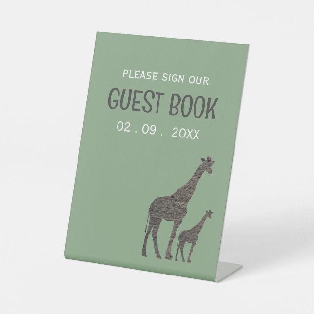 Signe De Table Giraffe Safari d'argile, Mariage rustique (Recto)