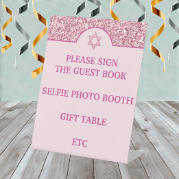 Signe De Table Glam Pink Créez votre propre Bat mitzvah élégant