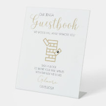 Gold Calligraphy Jenga Guestbook Mariage Connexion
