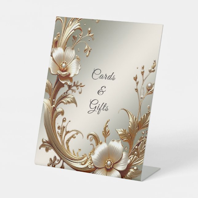 Signe De Table Gold Floral Tabletop Signs (Recto)
