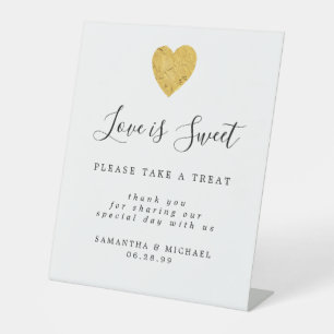 Signe De Table Gold Foil Love est le bar dessert Mariage doux