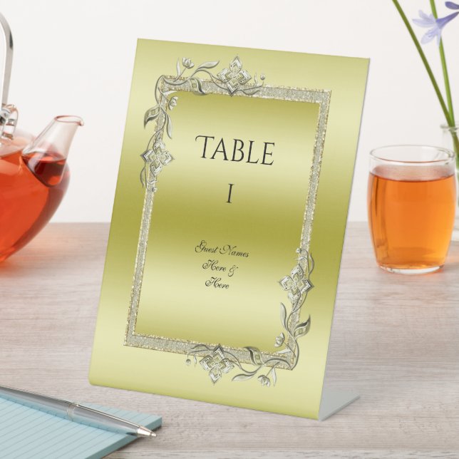 Signe De Table Gold Gem & Parties scintillant 50e Anniversaire d' (In SItu)