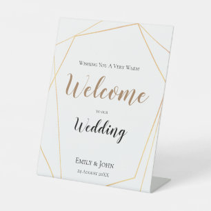Signe De Table Gold Geometry Bienvenue À Notre Mariage