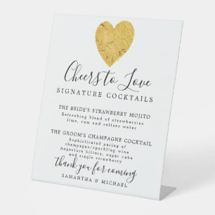 Signe De Table Gold Heart Signature Cocktails Bar Mariage