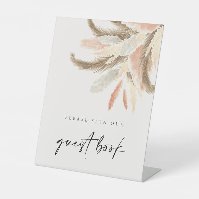 Signe De Table Gold Pampas Grass Guest Book Mariage C100 (Recto)