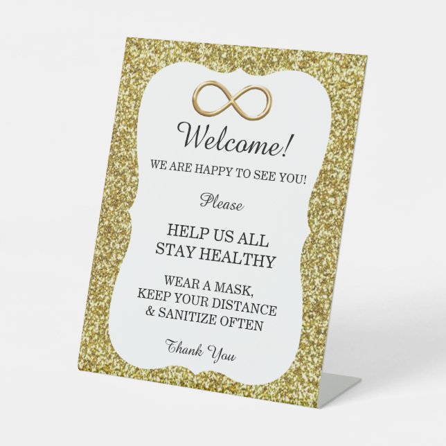 Signe De Table Gold Parties scintillant Gold Infinity Mariage Saf (Recto)