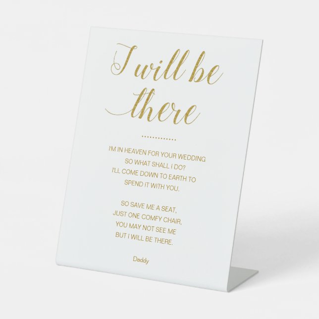 Signe De Table Gold Sauvegardez-Moi Un Siège Avec Le Nom Mariage  (Recto)