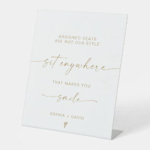 Signe De Table Gold Script Sit Anywhere Aucun Mariage de siège af