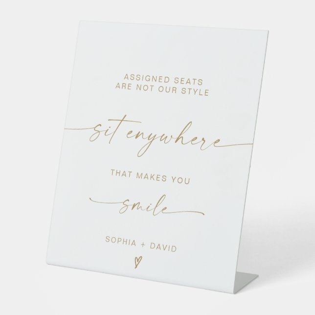 Signe De Table Gold Script Sit Anywhere Aucun Mariage de siège af (Recto)