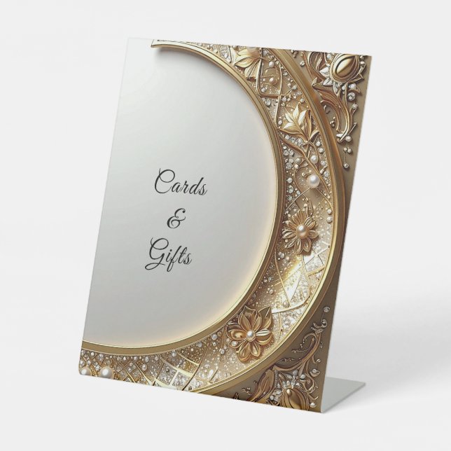 Signe De Table Golden Ornate Frame Tabletop Signs (Recto)