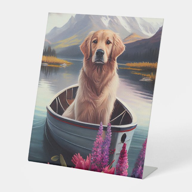 Signe De Table Golden Retriever sur une pagaie : une aventure Pit (Recto)