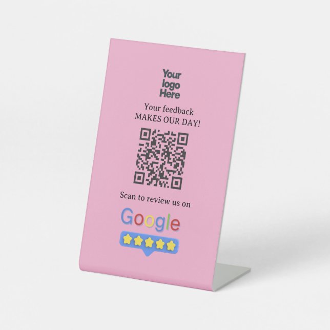 Signe De Table Google Avis | Code QR de lien de critique d'entrep (Recto)