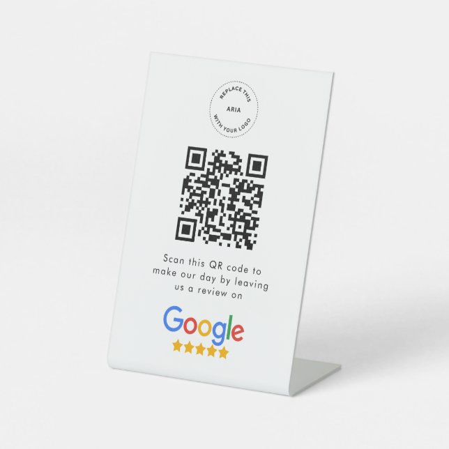 Signe De Table Google Avis | Code QR de lien de révision d'entrep (Recto)