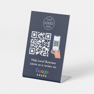 Signe De Table Google Avis Profil d'entreprise Code QR bleu