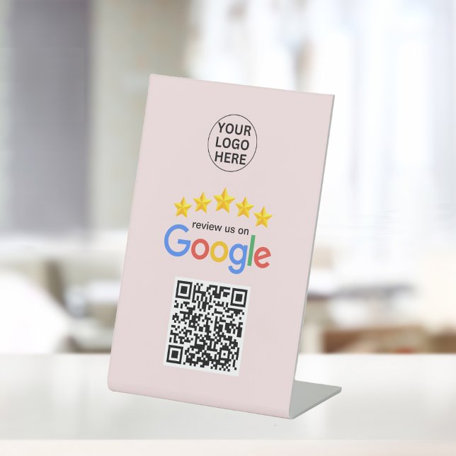 Signe De Table Google Business Avis 5 étoiles Qr Code Blush rose (Créateur téléchargé)